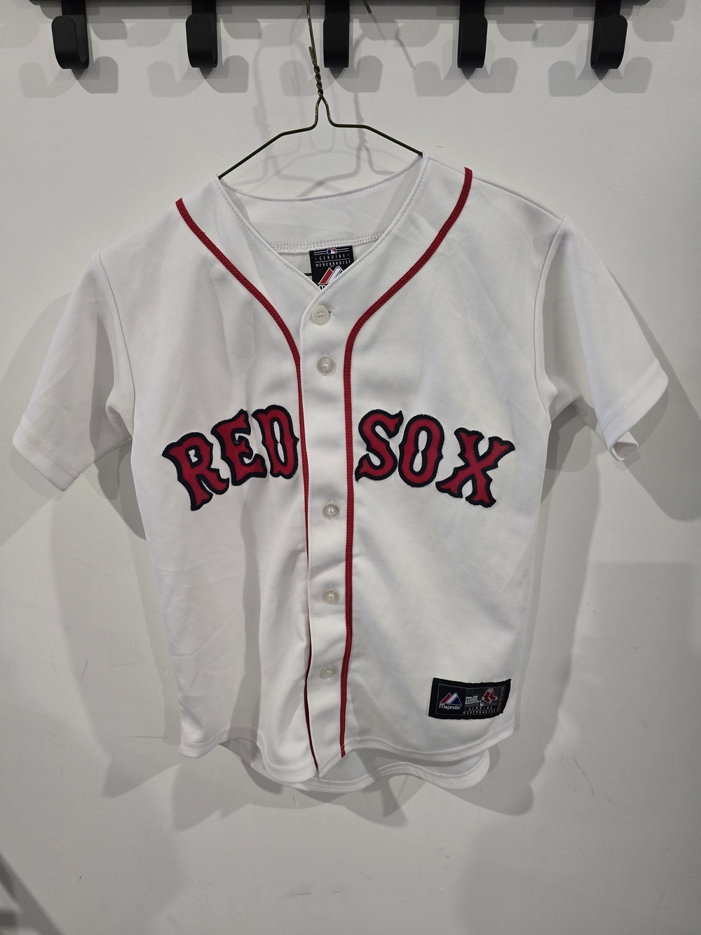 Vintage Majestic White and Red Red Sox Kids Jersey